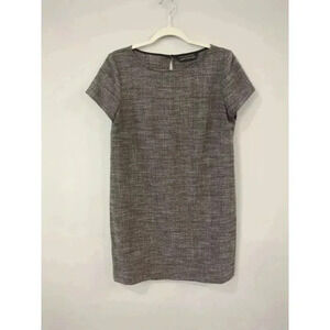 Zara Dress Gray Textured Short Sleeve Shift Size M‎ Office Workwear
